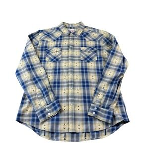 JNCO Jeans Native Blue Tan Pearl Snap Burton Front Size XL Mint